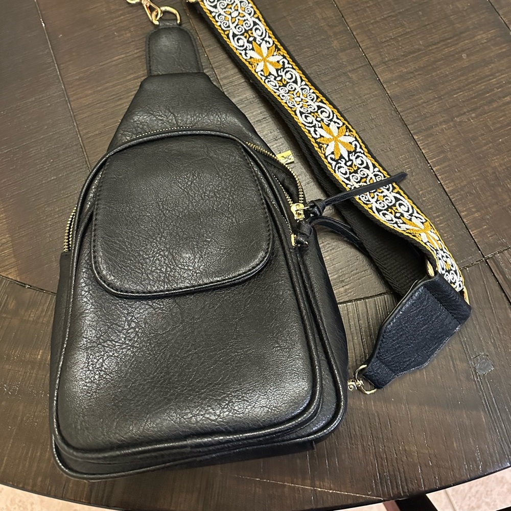 Stylish Black Leather Sling Bag